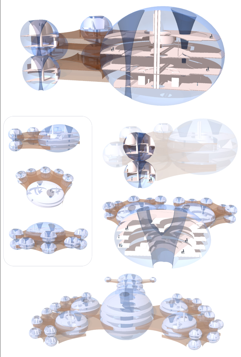 Final modular formation showcasing interconnected transparent pods forming a futuristic and adaptive Arctic habitat network.