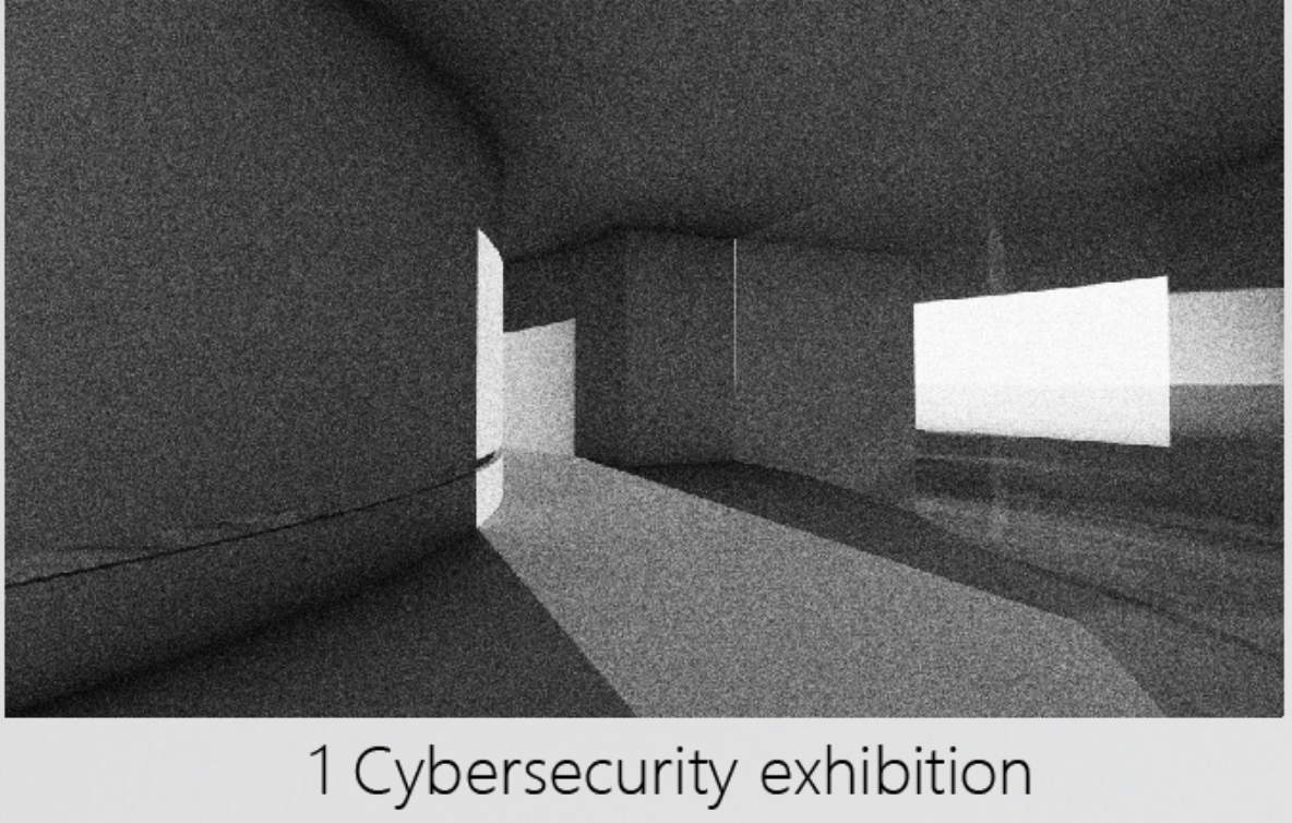 A minimal, light-filled space designed to host digital security exhibits accessible to both inmates and the public.
