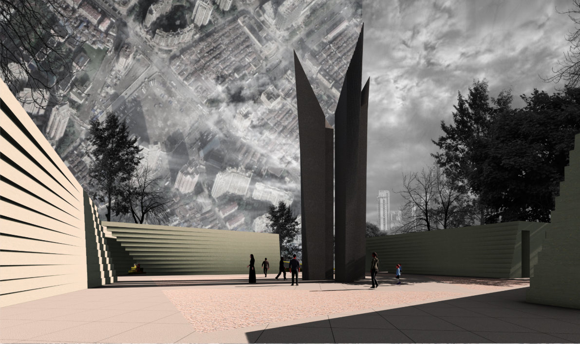 The unifying vertical element at the core of the site, symbolizing transcendence beyond religious boundaries.