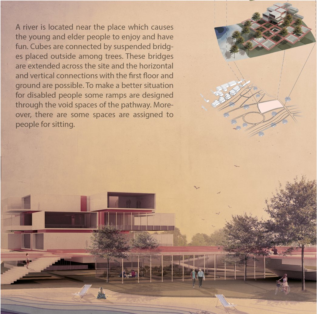 Suspended bridges and riverside landscaping foster inclusivity, accessibility, and shared leisure.