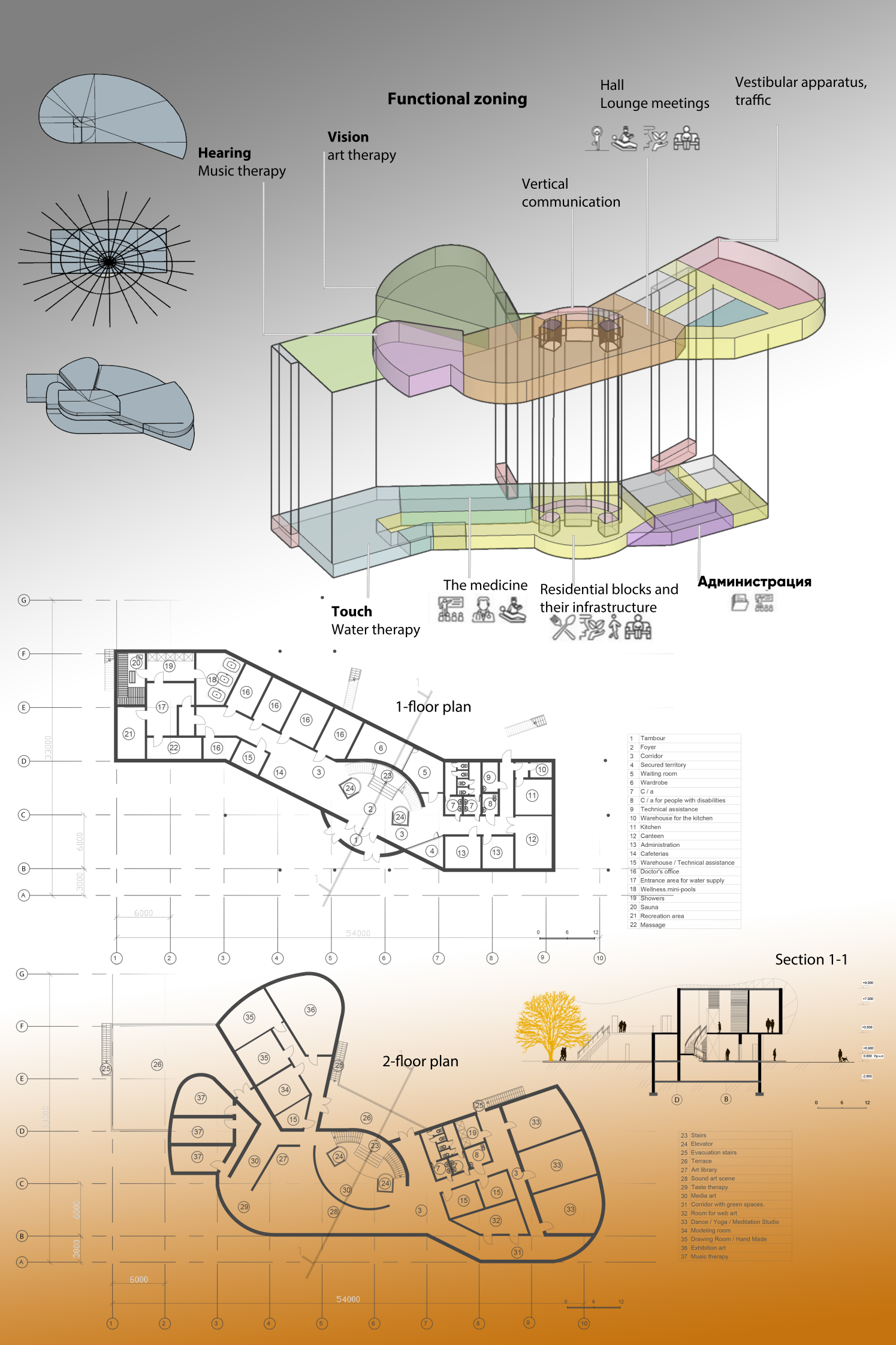 Function-driven spatial zoning reflects a sensory-centric approach to therapeutic architecture.
