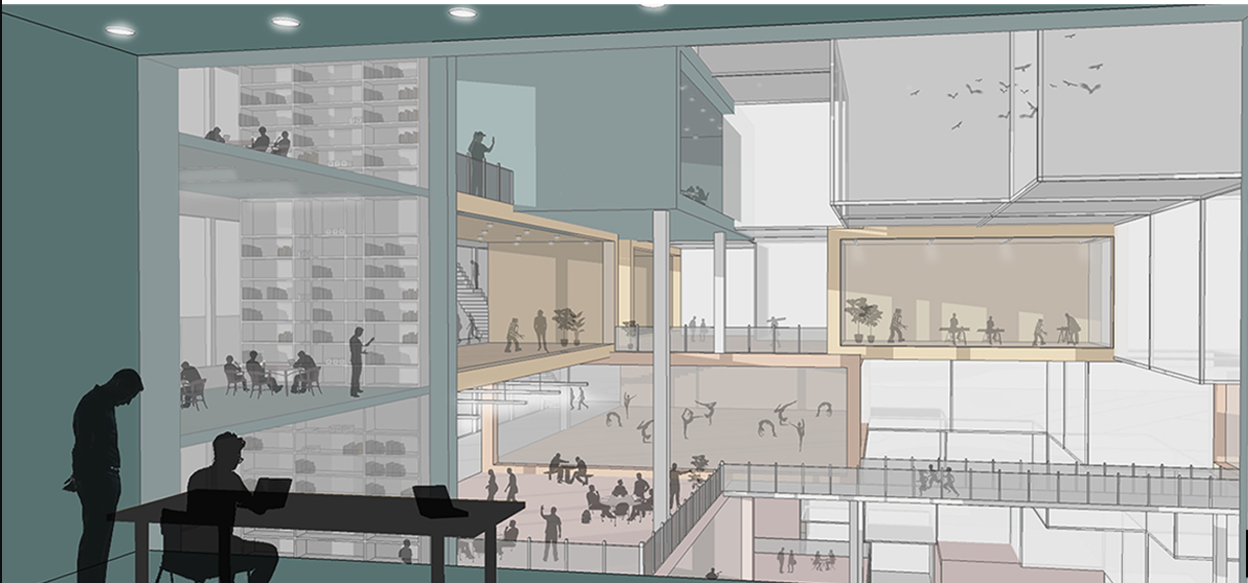 Layered spaces encourage learning, interaction, and solitude—bridging communal and personal experience.