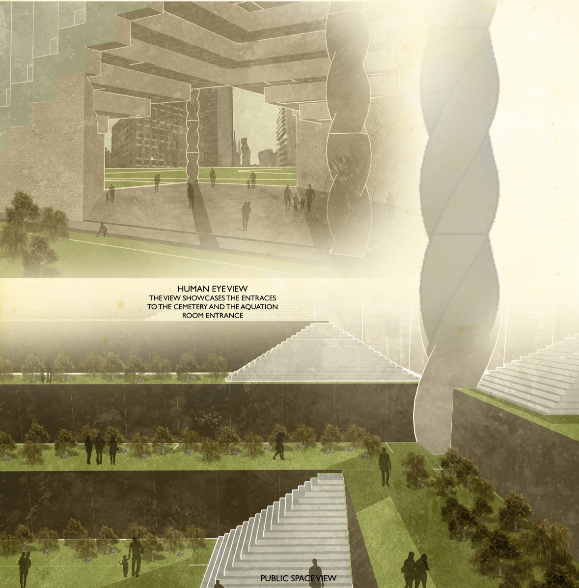 Public plaza and aquamation chamber entrance designed for openness and accessibility.