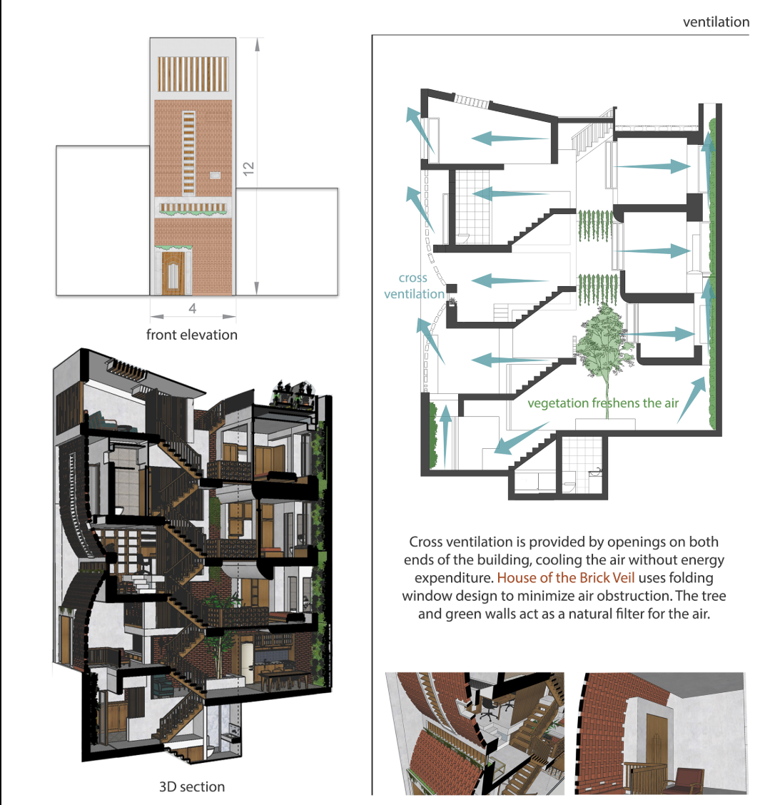 Smart cross-ventilation and perforated facades ensure passive cooling across all levels of the house.