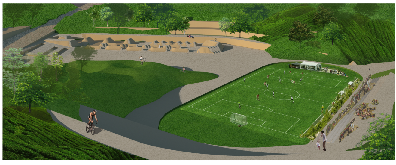 Landscape Park doubling as a sports ground and community hub during dry seasons.