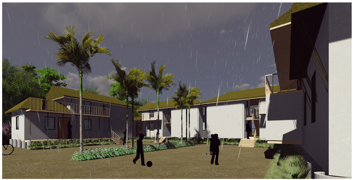 Innovative shared system with modular containers for storage, ventilation, and purification.