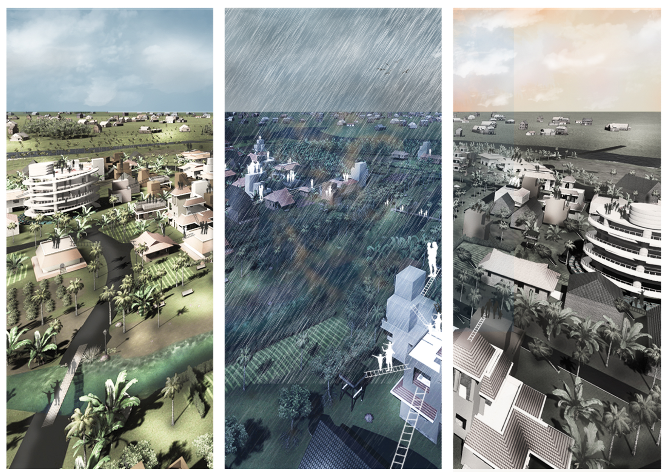 From calm to crisis to recovery – a resilient vision for Kerala’s future through adaptive, flood-resilient architecture.