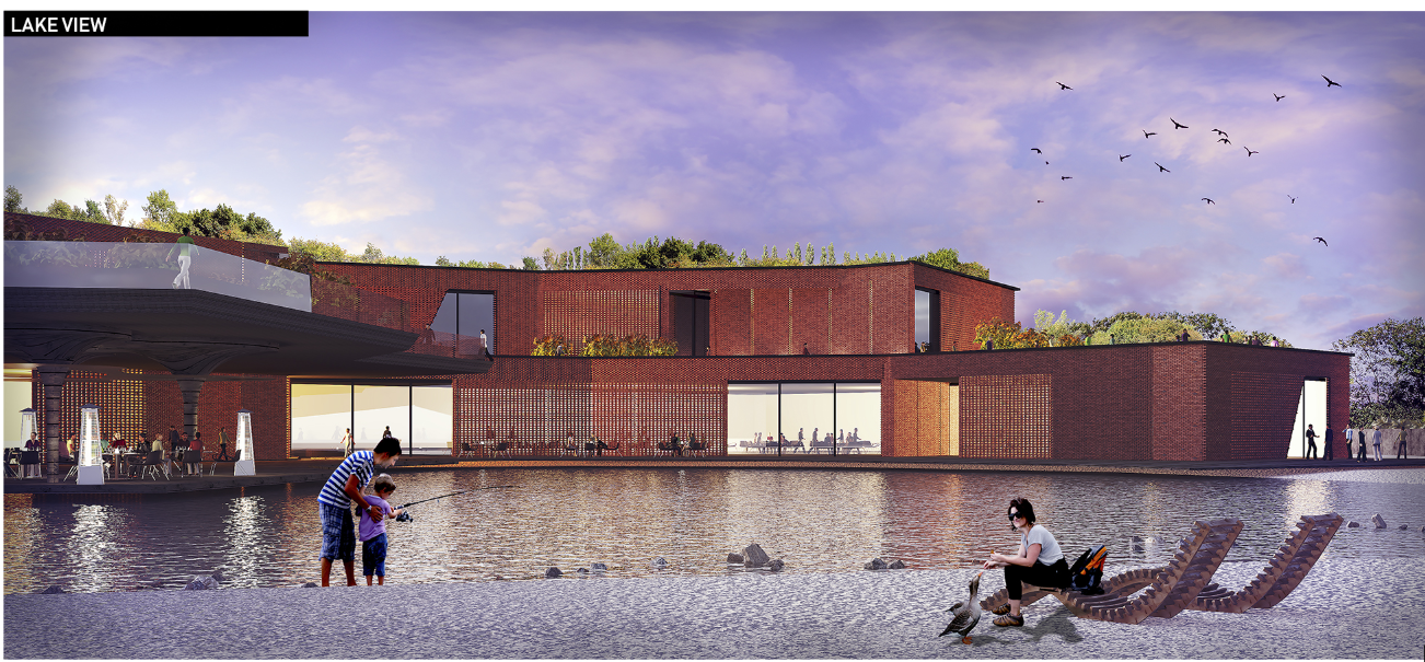 A serene architectural edge that connects food, leisure, and ecology by the water.