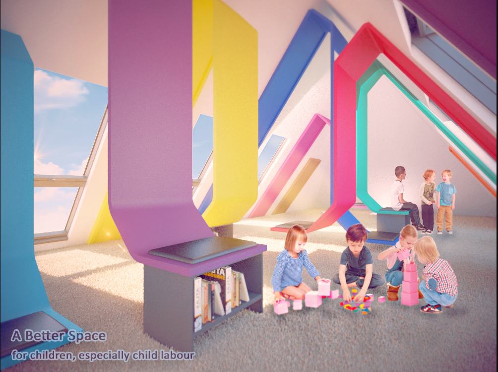 Bright modular seating and play space designed to nurture creativity and safety for children.