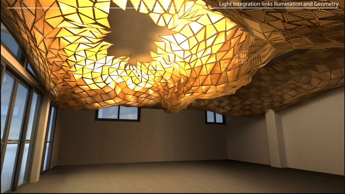 Linking geometry and illumination through adaptive chitosan panels.