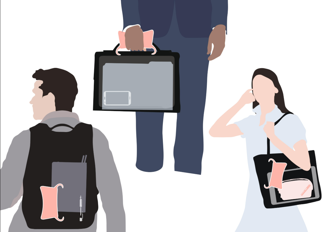 Easily carried on bags, briefcases, or totes for daily transit use.