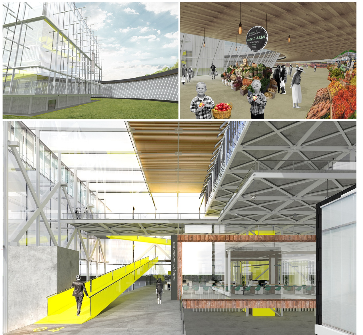 Public spaces integrate markets, social interaction, and innovative circulation.