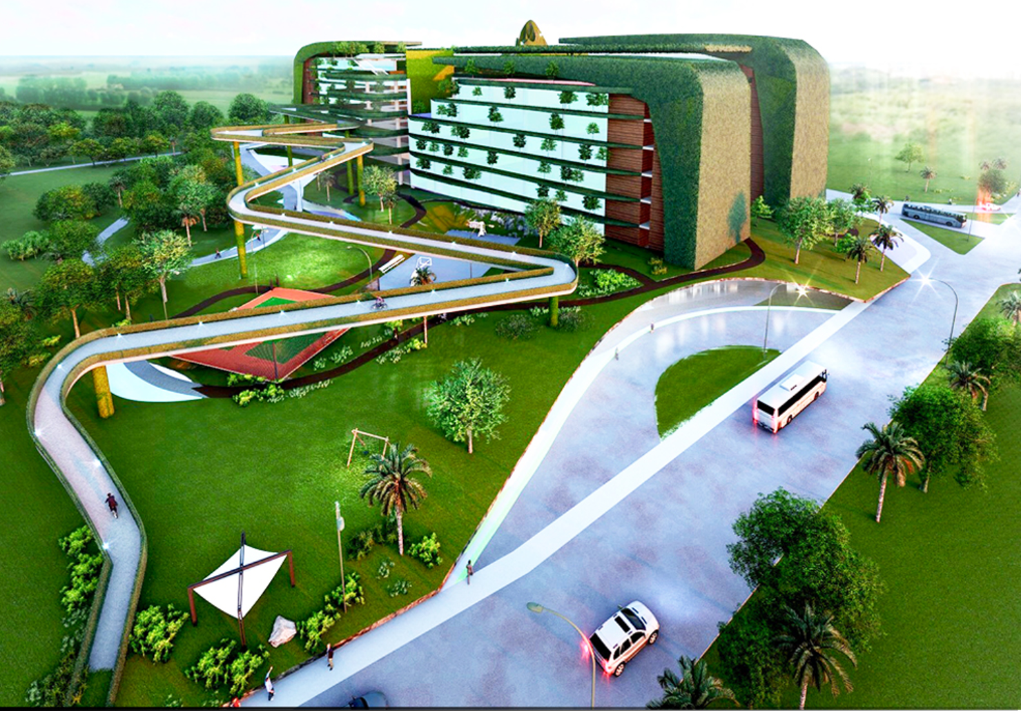 Nature-infused workspace with living walls, daylight, and collaborative zones for future-ready working styles.