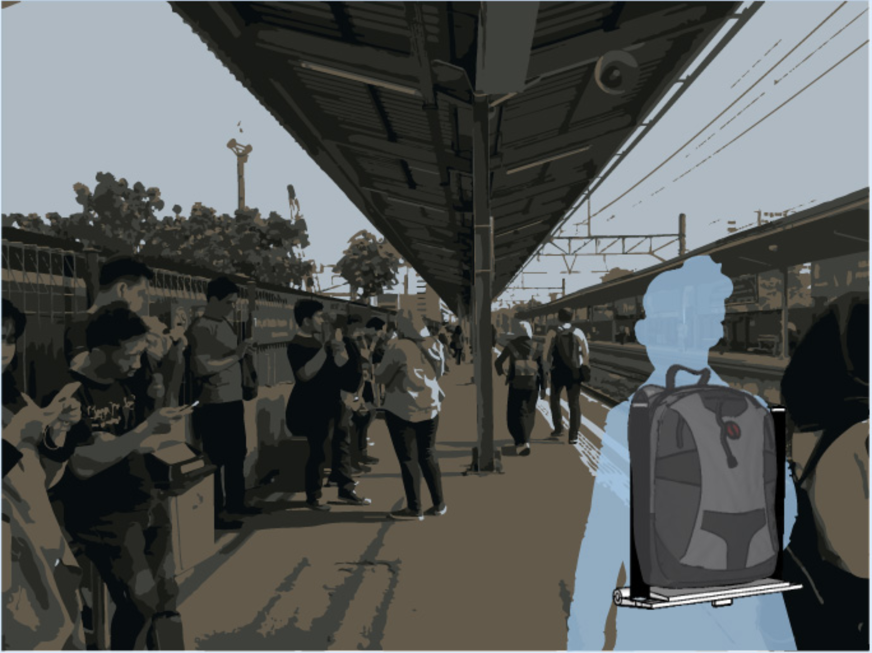 interACT unfolds into a perch seat, offering relief during long transit waits.