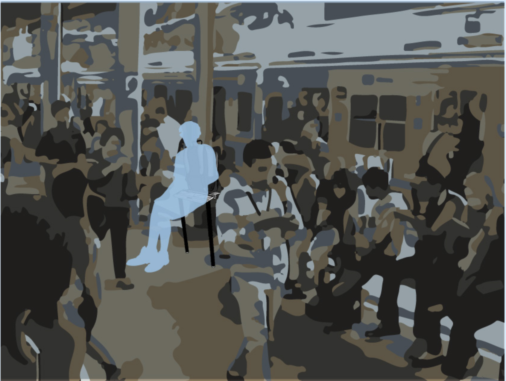 Shared stability inside crowded transit—interACT’s handle design turns a backpack into a support system, fostering connection and safety.