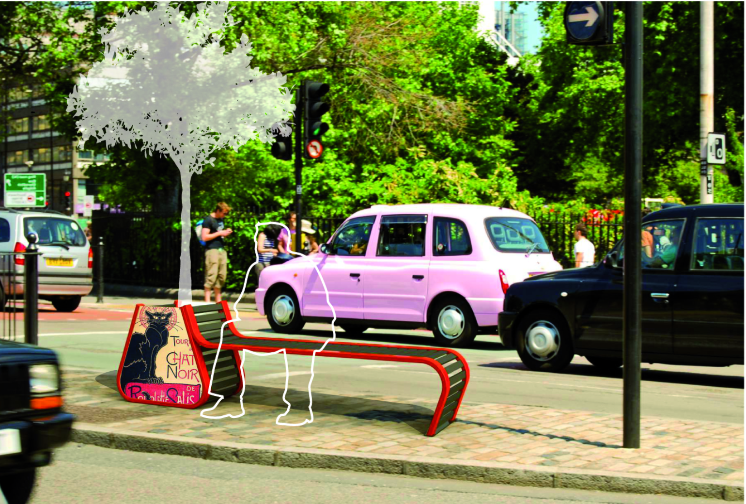 Integrating greenery into vibrant city streets.