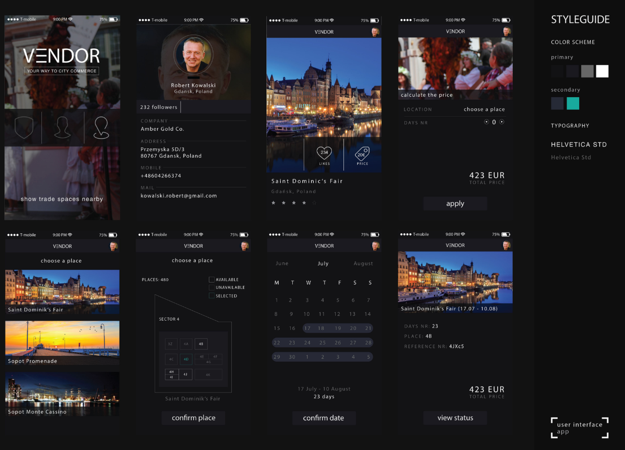 A sleek mobile app connects vendors to trade spaces, licenses, and payments—bridging urban design with digital solutions.