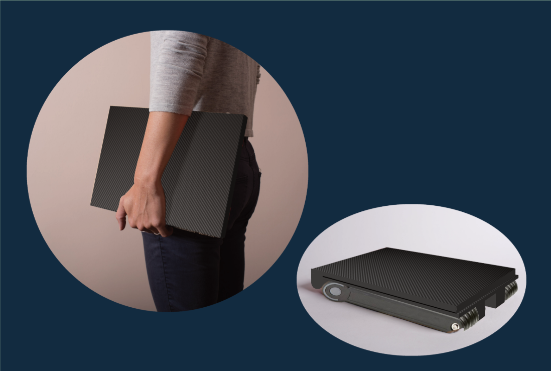 A compact, foldable seating solution designed for easy carrying anywhere.