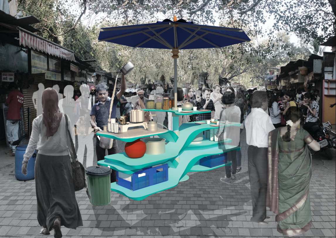 A modular urban platform empowering vendors in bustling marketplaces.