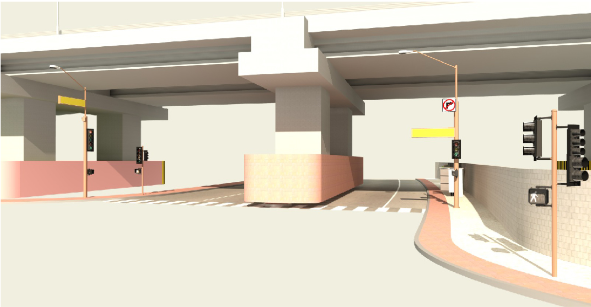 Flyover underbelly, a neglected space reimagined through urban intervention.