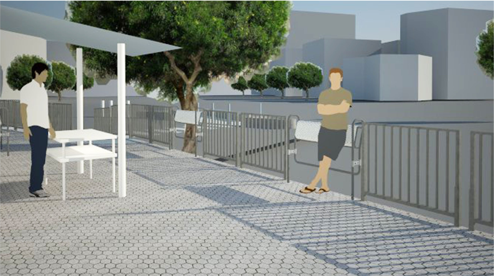 Proposed intervention showing users leaning and resting comfortably