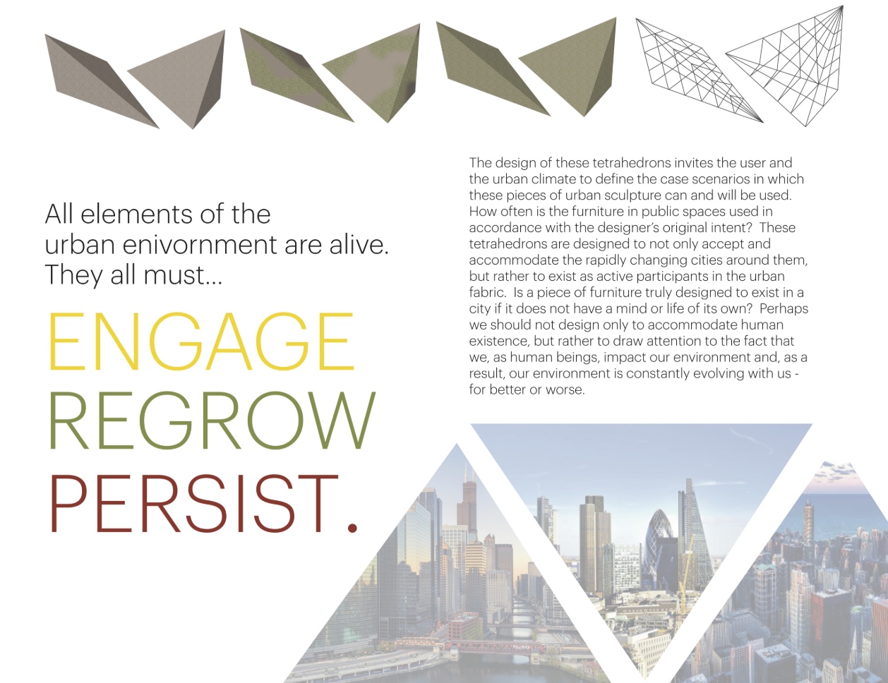 A trilogy of evolving forms that redefine public furniture as living participants in the urban fabric.