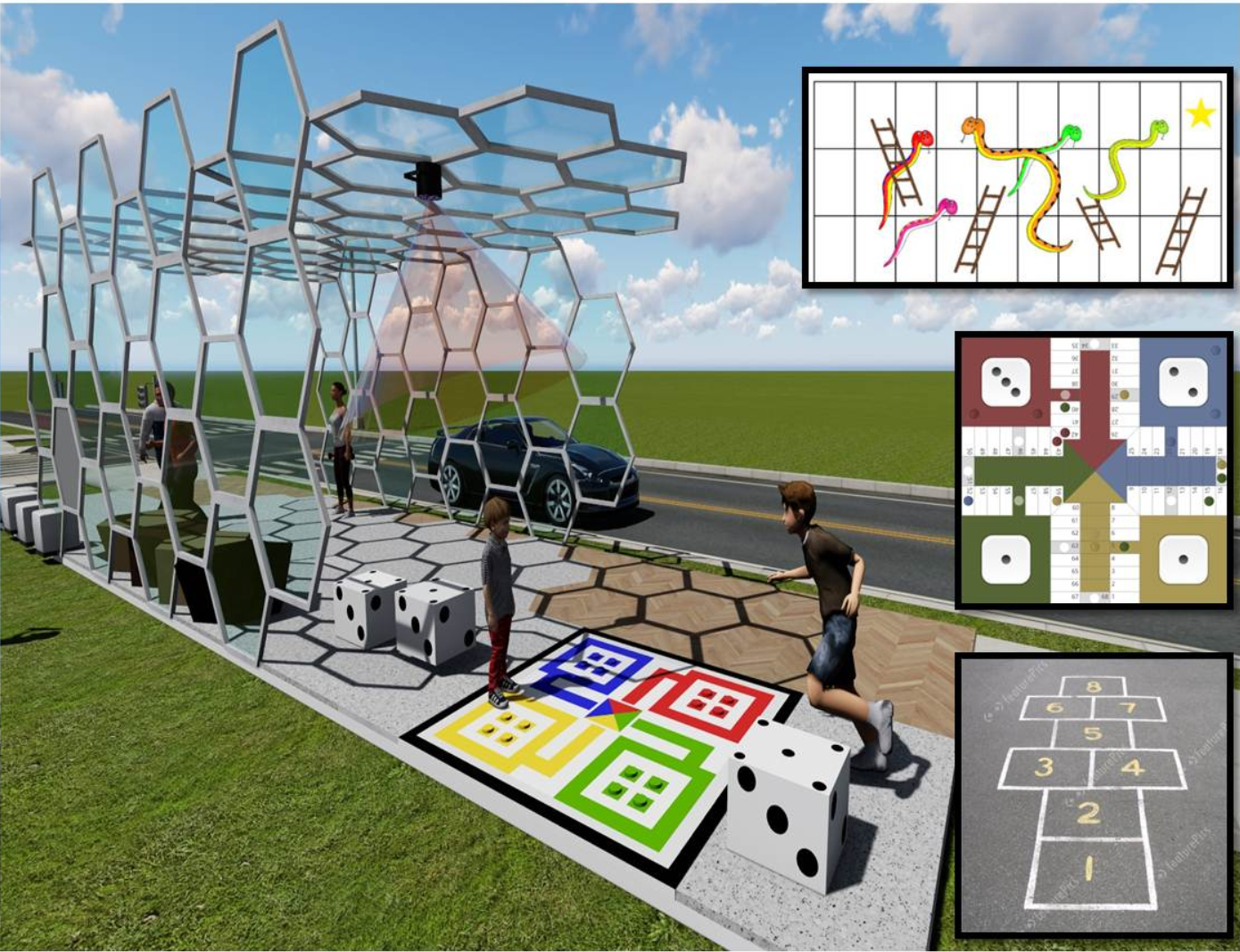 Life-size board games bring communities together in a lively public setting.