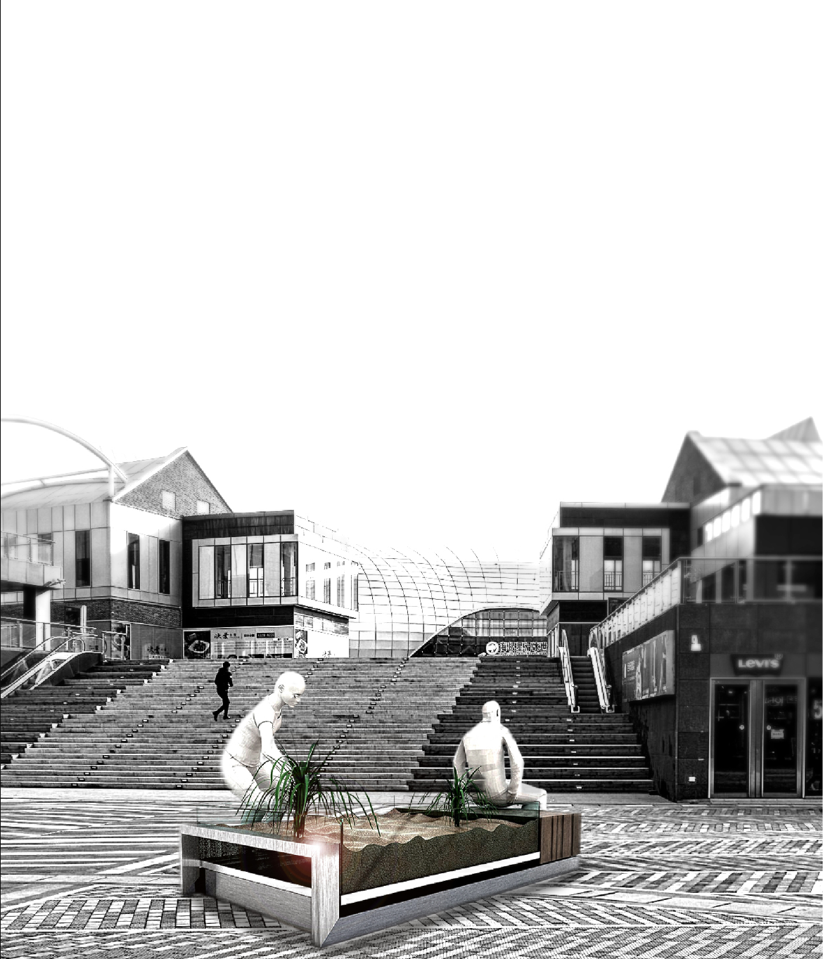 Cantero placed in a lively public square, inviting citizens to interact and share resources.