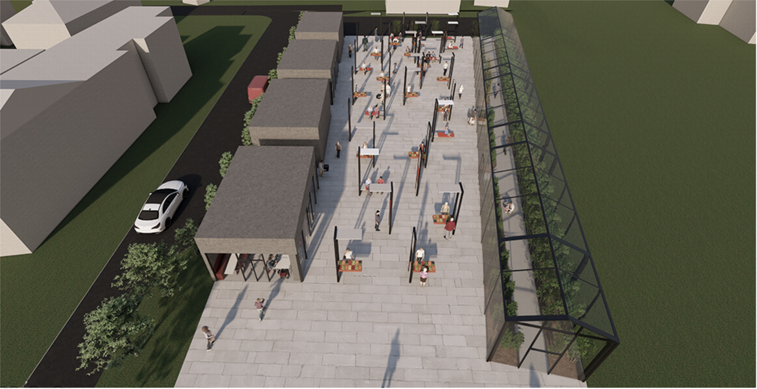 A clear spatial rhythm links production, sale, and social spaces, demonstrating a new vision for sustainable marketplace design.