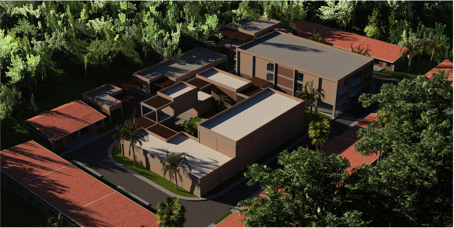 Highlights sustainable resort architecture rooted in local context and materiality.