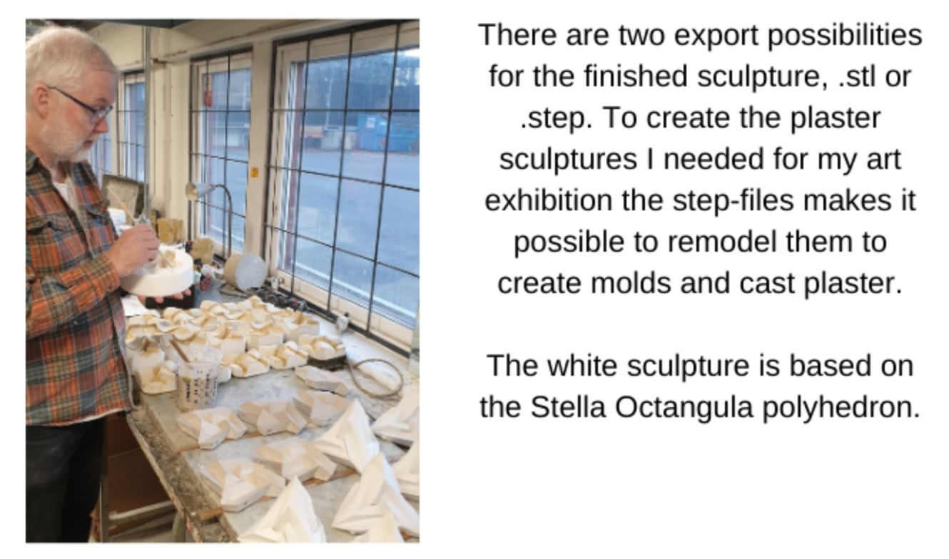 Lars Renklint preparing plaster molds for the polyhedra sculptures in his studio.