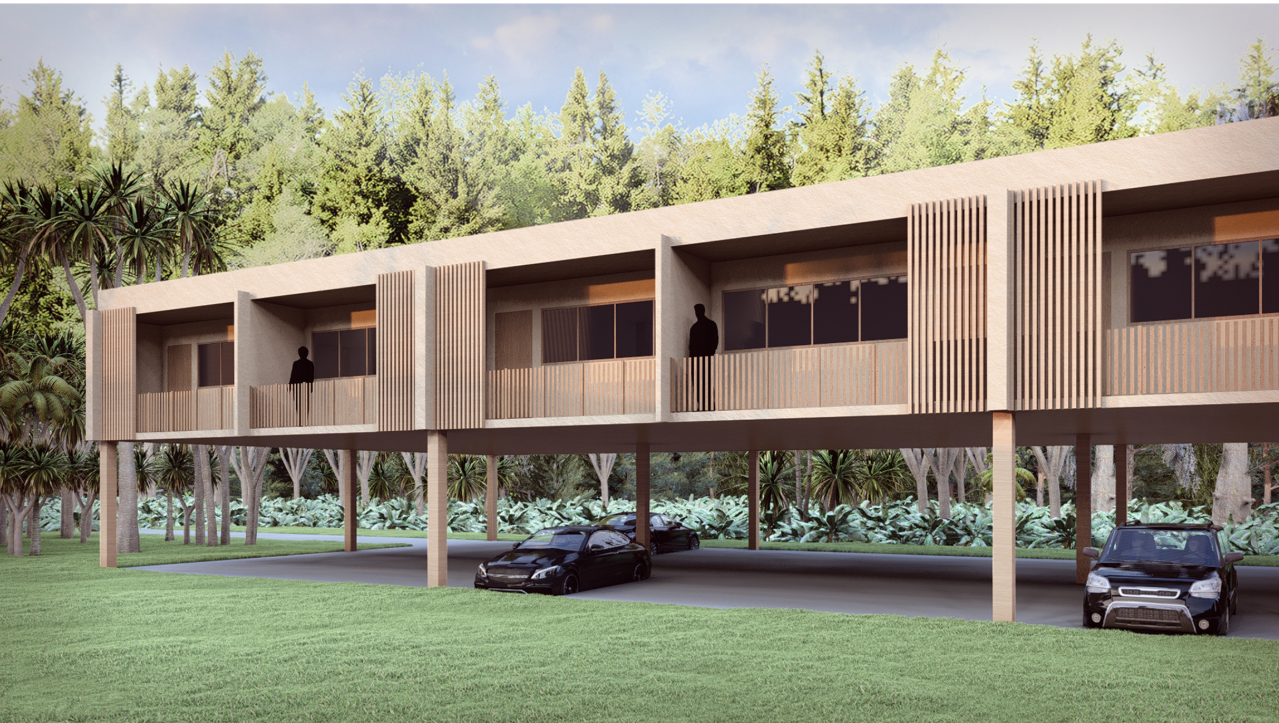 Private lodgings lifted above ground for minimal impact and optimal airflow.