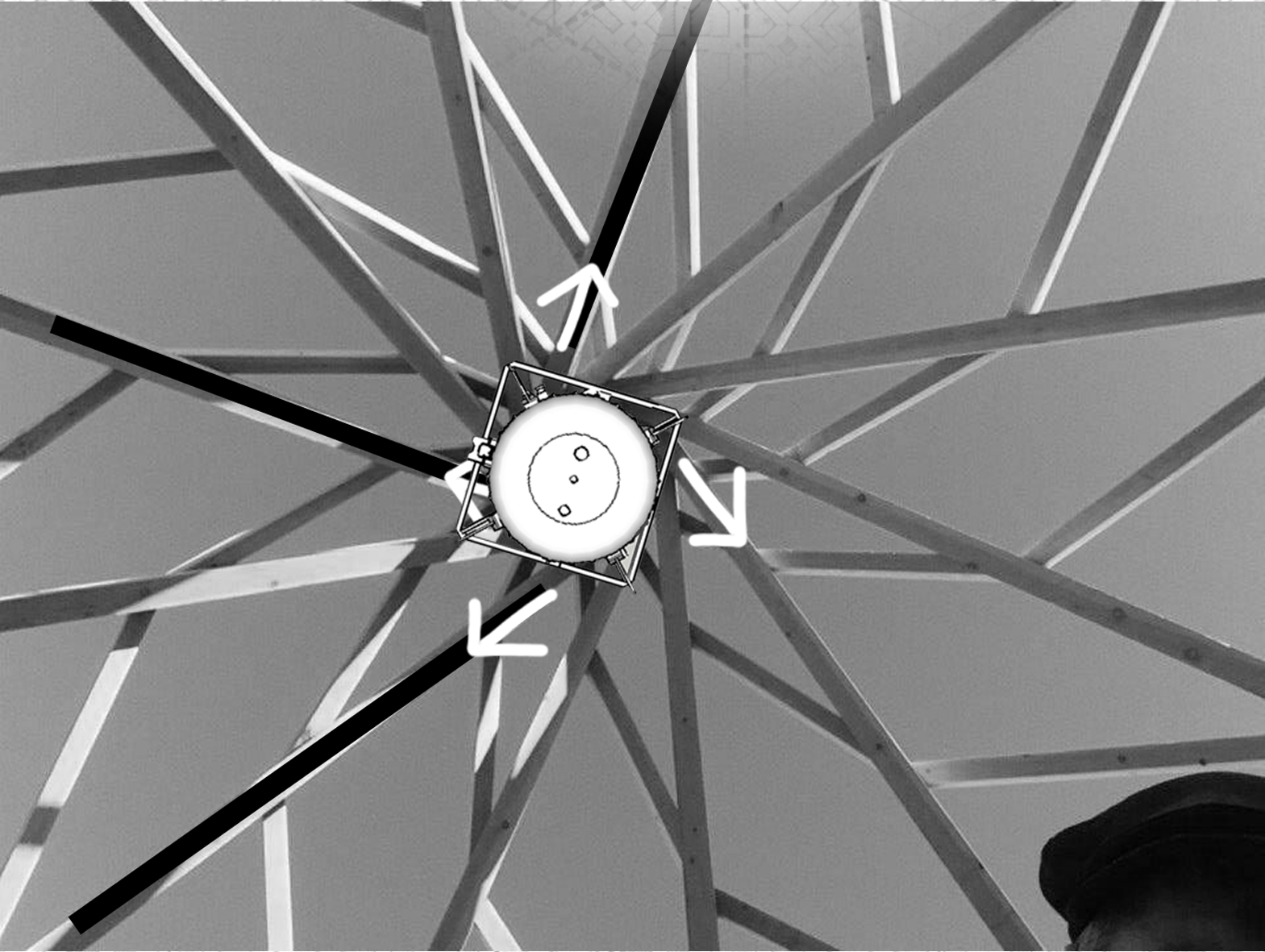 Detail view of the innovative Black Guilt purification system converting air pollutants into ink for the transparent jaali façade.