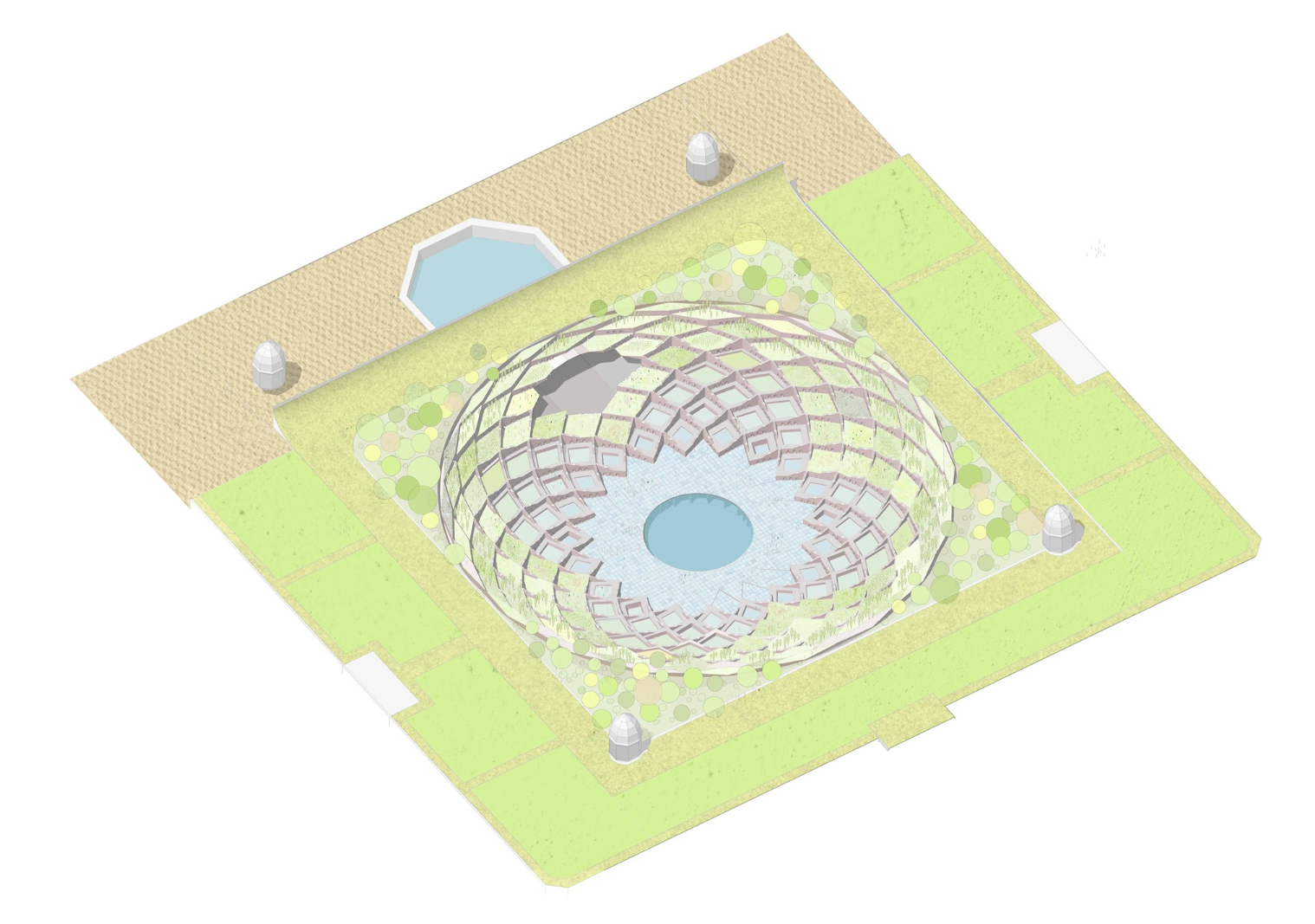 Demonstrating the visual and symbolic connection between the Taj Mahal and Aux-Siah Bagh.