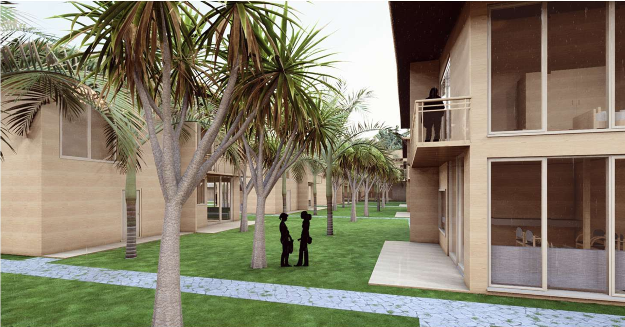 Cacao trees frame private dwellings, where the architecture blends seamlessly with the plantation’s green geometry.