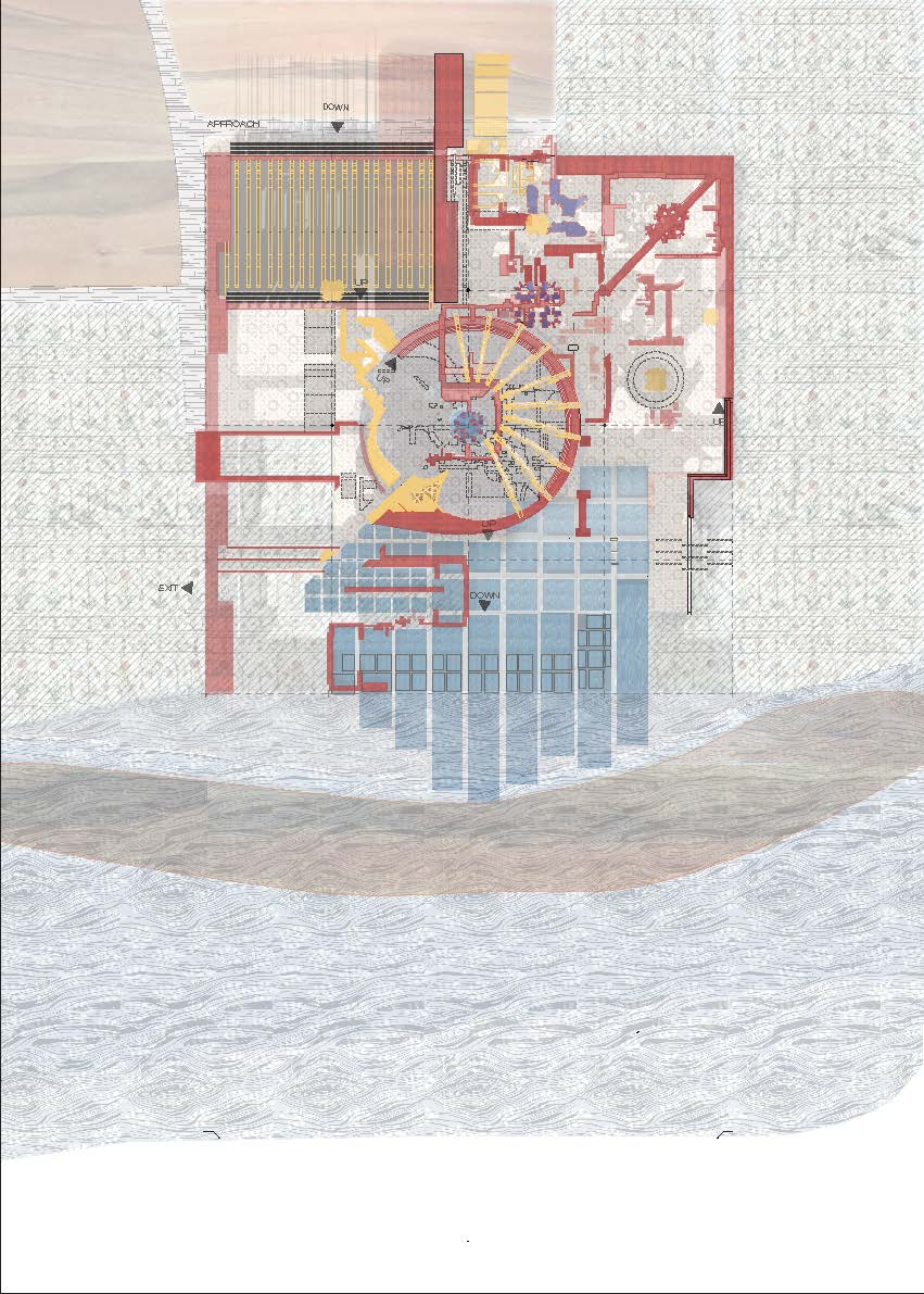 Topographical and programmatic reimagining of the Taj’s context along the Yamuna, symbolizing flow, erosion, and renewal.