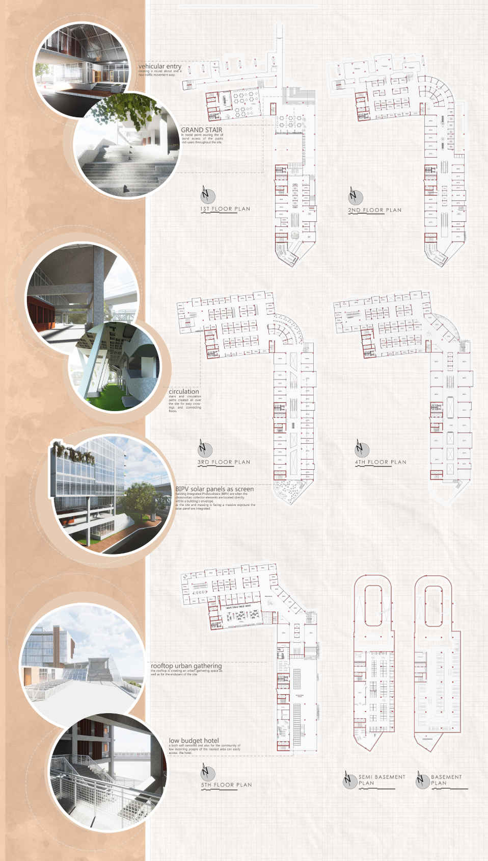 Multi-level circulation and adaptable floor layouts define Farmview’s pedestrian-focused mixed-use architecture, integrating retail, office, and hospitality.