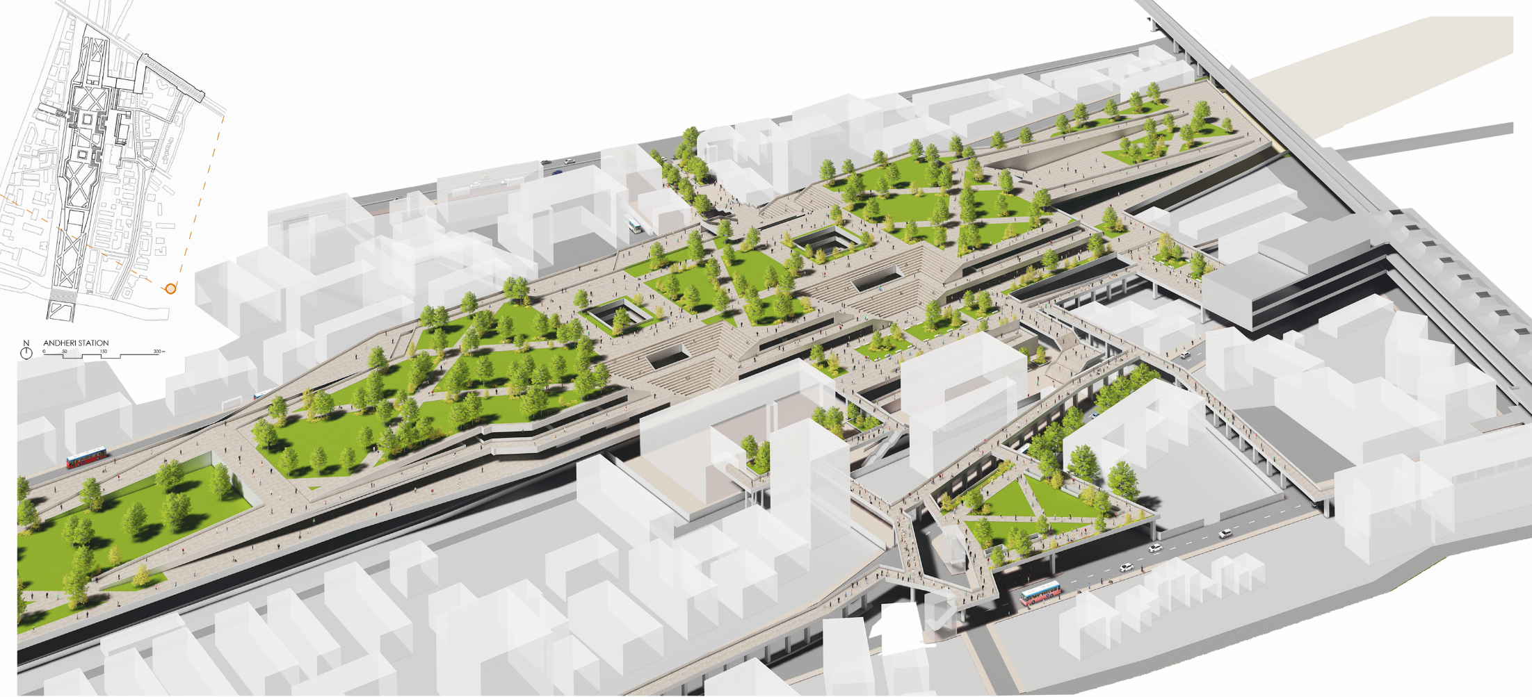 A community-friendly public space encouraging interaction, leisure, and inclusivity within the urban park setting.