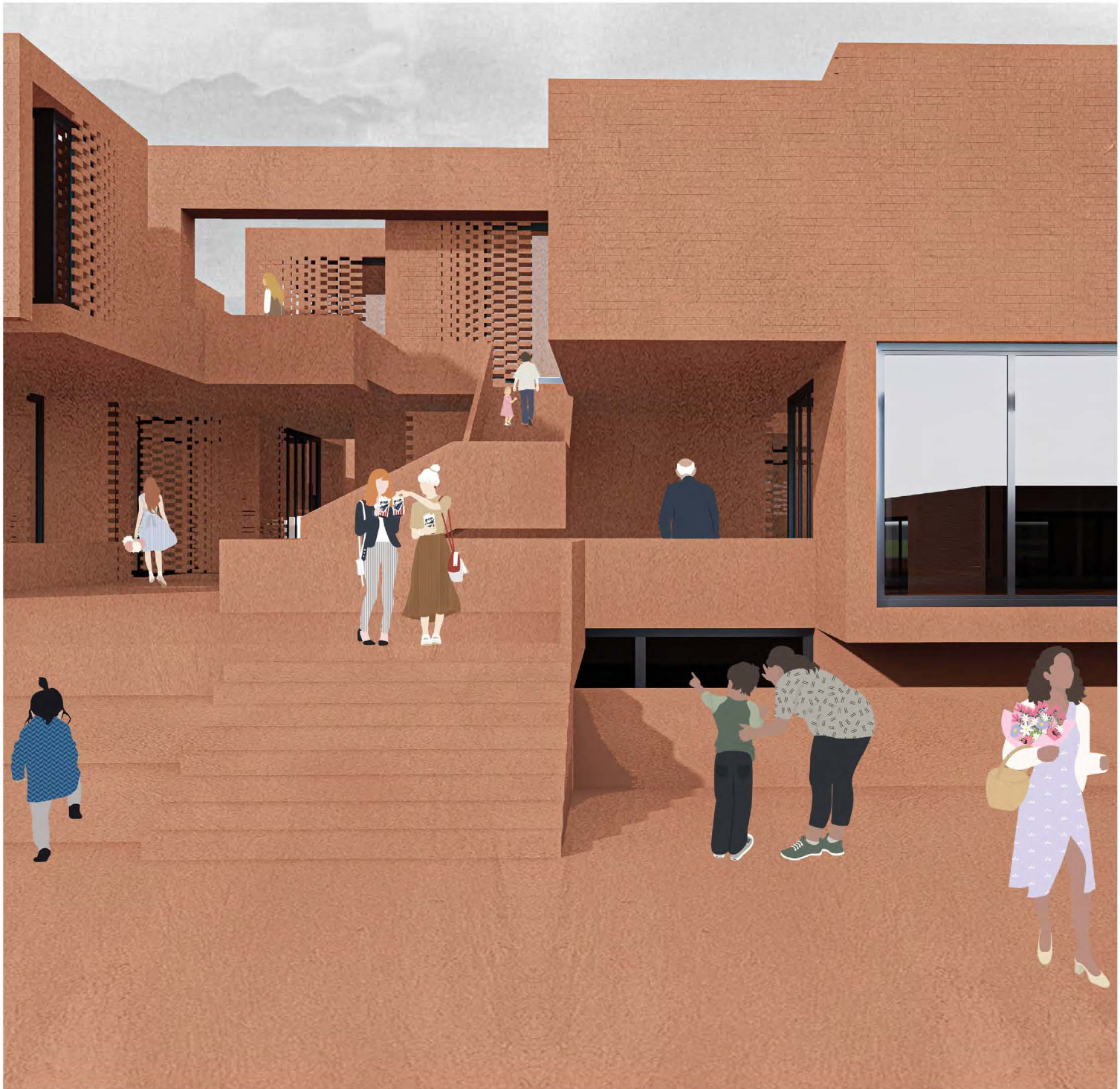 Multi-level terraces dissolve the boundaries between private homes and shared spaces.