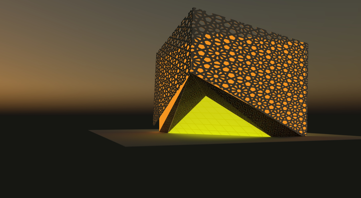 A play of geometry and perspective where the modern structure and the Taj Mahal coexist within one visual frame.