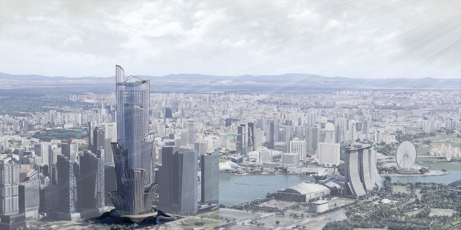 RainFlow Tower: sustainable skyscraper architecture for Singapore