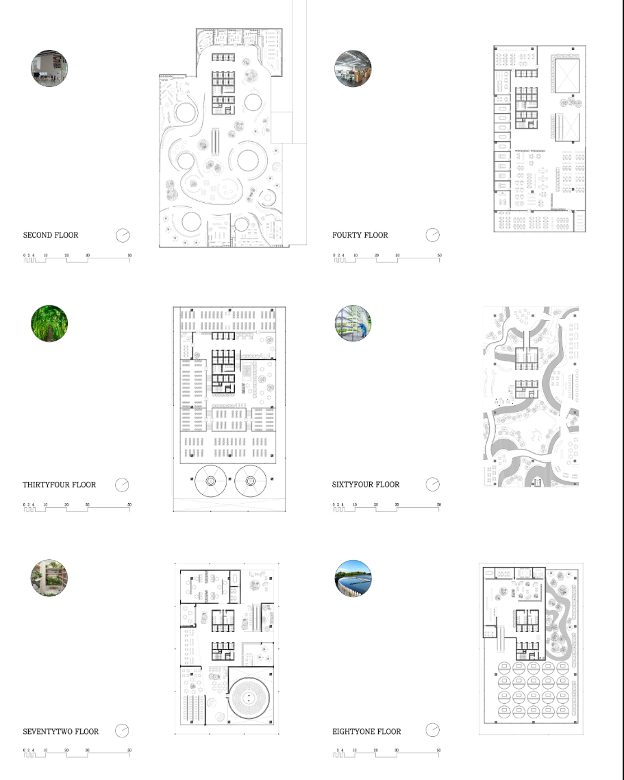 Each floor integrates solar, bio, and hydro systems, illustrating how architecture and energy circulation merge in a sustainable skyscraper framework.