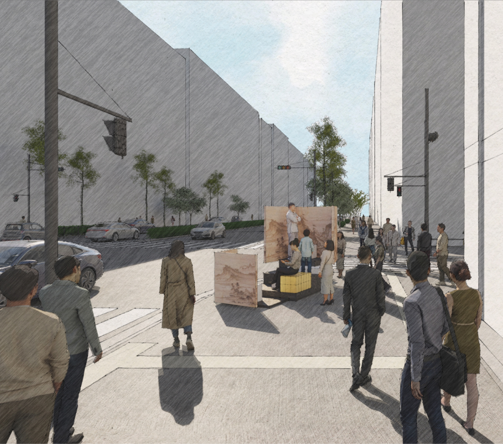 The vessel as a gathering space amid the rhythm of the city, inviting conversation and reflection.