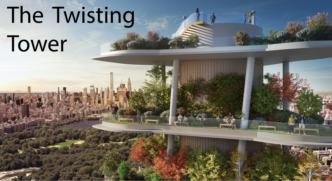 A biophilic skyscraper offering panoramic views of Manhattan while integrating lush vegetation across every level.