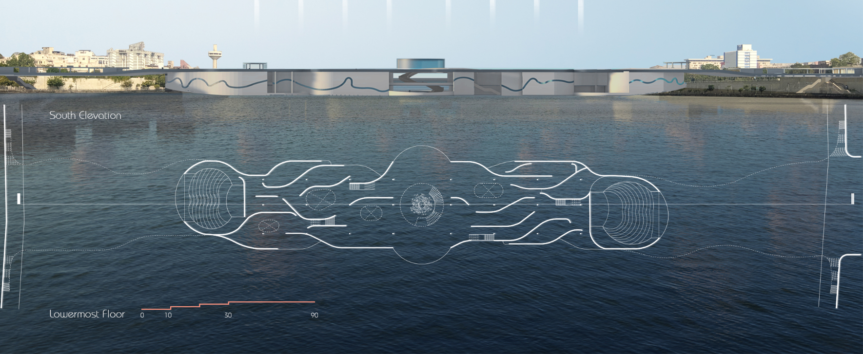 A fluid architectural expression blending with the Sabarmati’s reflective surface.