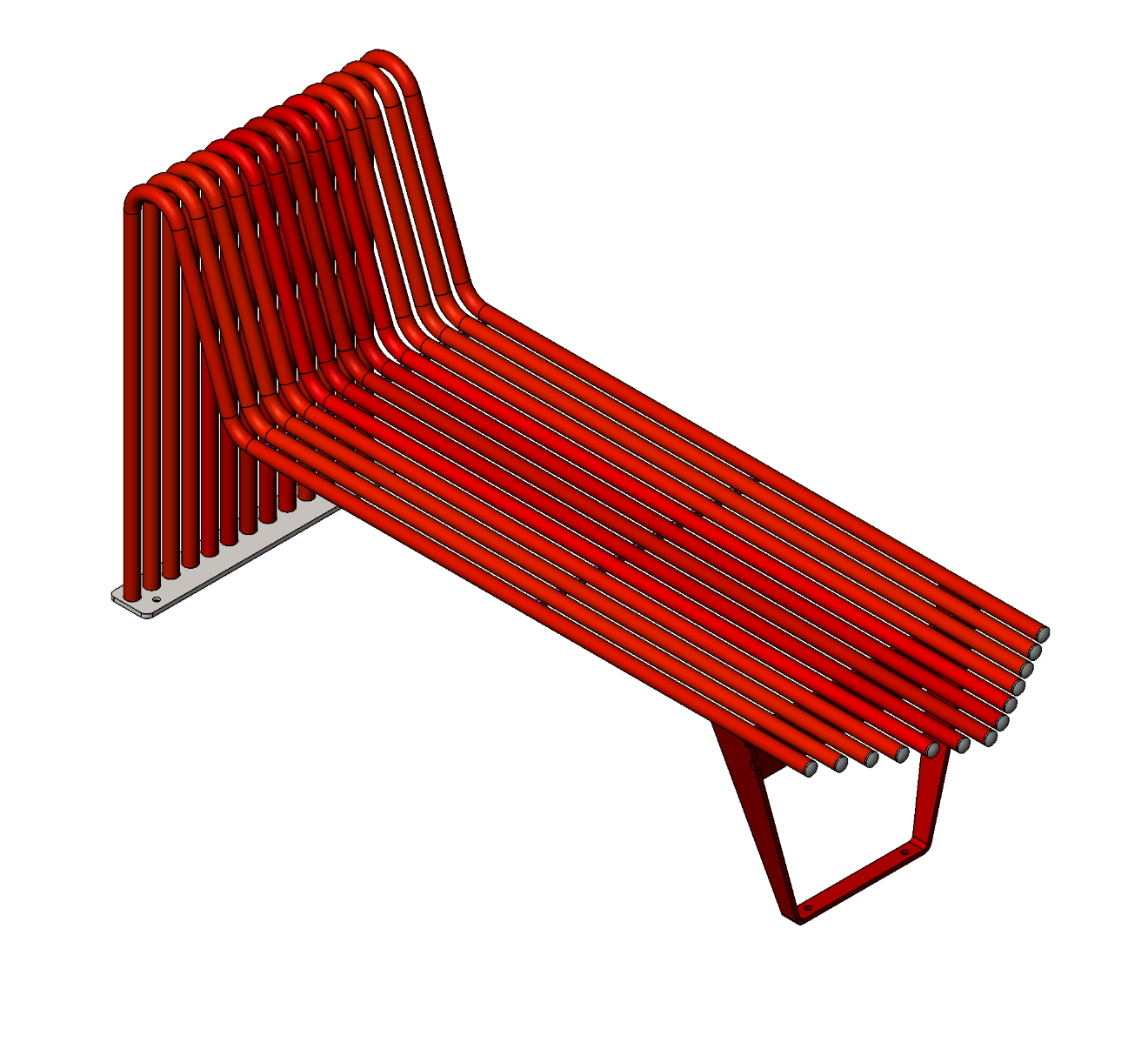 Bold industrial version designed from continuous metal tubes for durability and sculptural appeal.