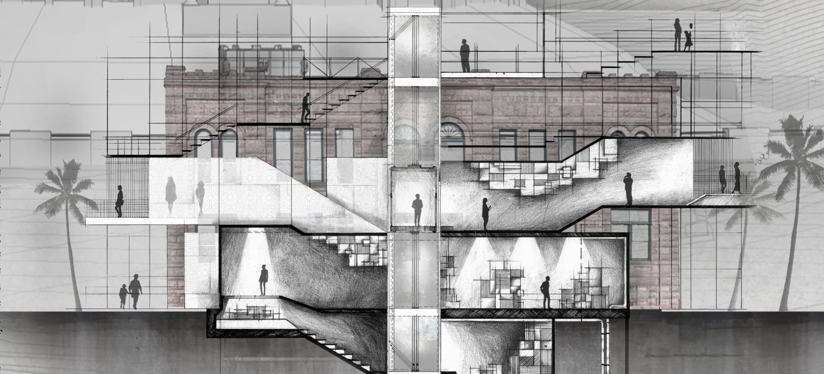 A multi-layered sectional study revealing the interplay of circulation, light, and contemplative spatial transitions.