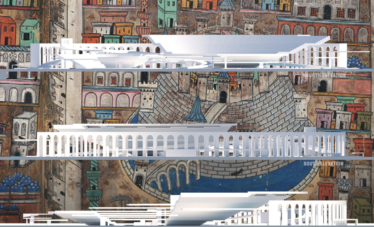 Immersive public spaces featuring fluid walkways, reflective pools, and open gathering zones for cultural interaction.