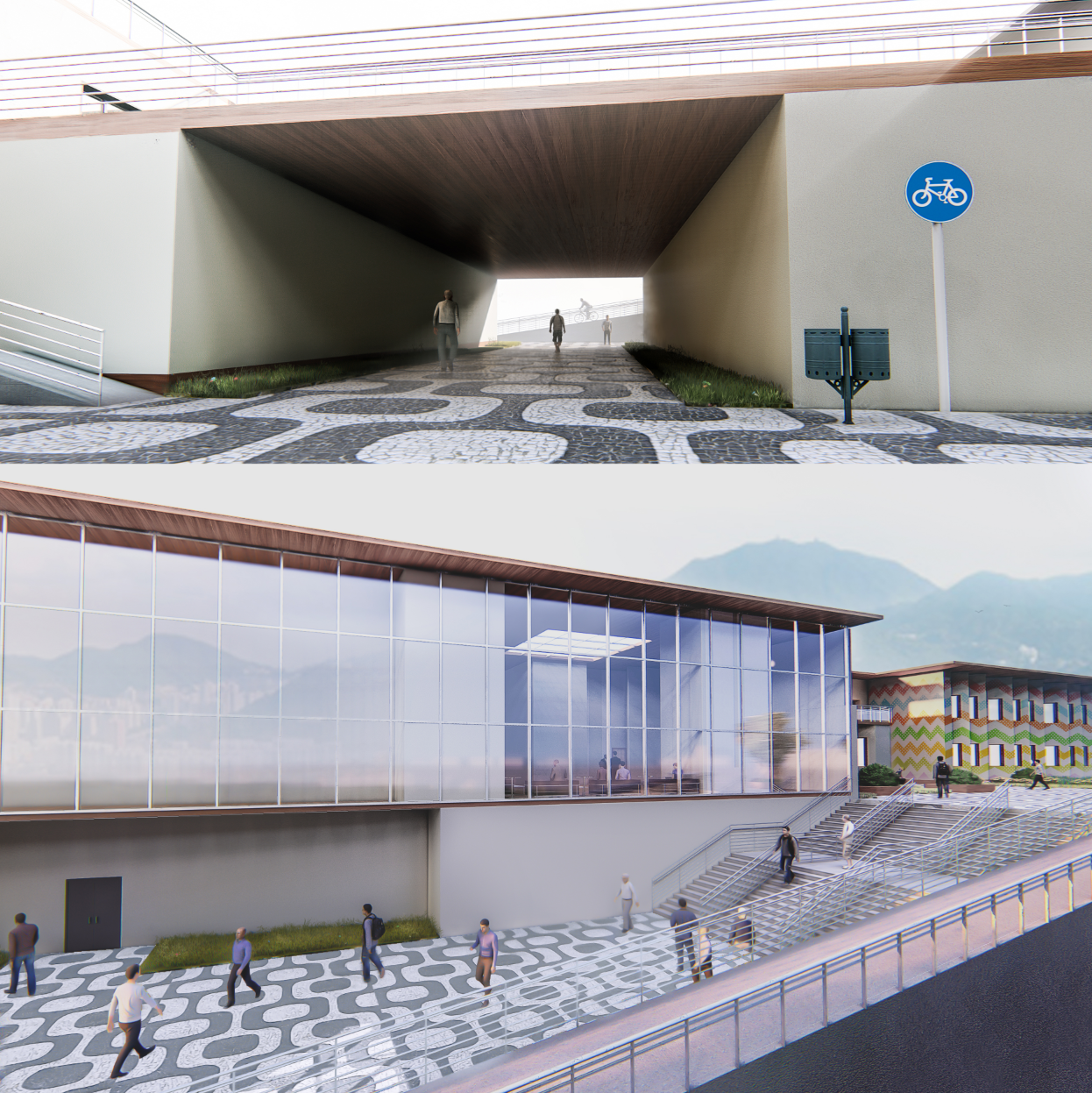 Shaded pathways and elevated circulation routes enhance movement, comfort, and connectivity across the museum complex.