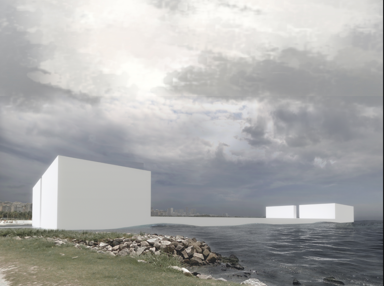 Pure geometric forms meet the shoreline, merging natural textures with architectural clarity.